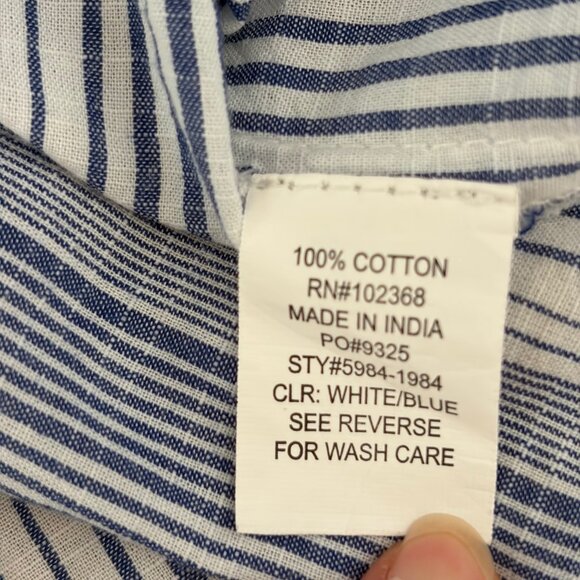 Club Z Striped Cotton Button-Front Beach Cover-Up / Shirt Dress - Picture 6 of 12